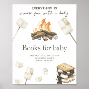 Wasserfarben-Lagerfeuer-Baby-Party - Bücher fürs B Poster