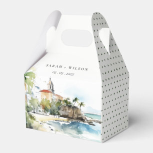 Wasserfarben-Landschaft-Hochzeit in San Juan Puert Geschenkschachtel