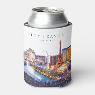 Wasserfarben Las Vegas Skyline Hochzeit Dosenkühler