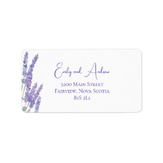 Wasserfarben-Lavendel-Blume Hochzeit-Rücksendeadre Adressaufkleber