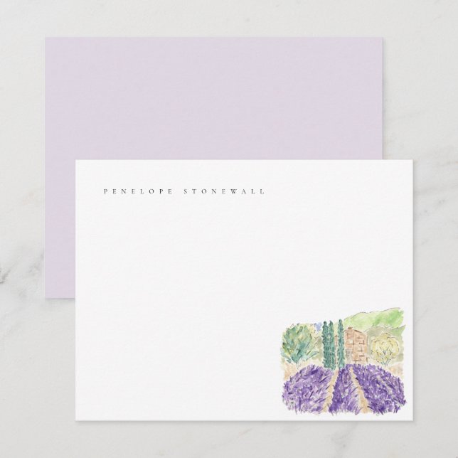 Wasserfarben-Lavendel-Felder Persönliche Note-Kart Mitteilungskarte (Vorne/Hinten)