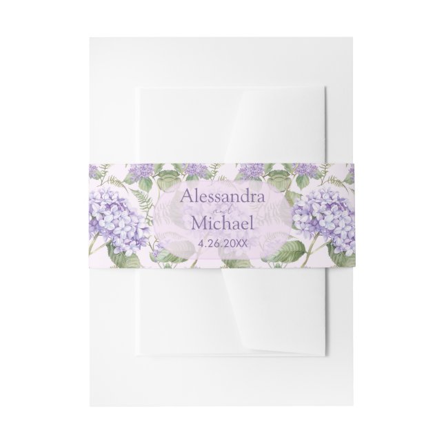 Wasserfarben-Lavendel-Hydrangea-Blume Hochzeit Einladungsbanderole (Vorderseite Beispiel)