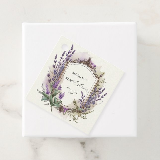 Wasserfarben-Lavendel-Regal-Brautparty Geschenkanhänger (Beispiel)