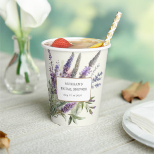Wasserfarben-Lavendel-Regal-Brautparty Pappbecher