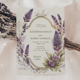 Wasserfarben Lavender Floral Regal Hochzeit Einladung