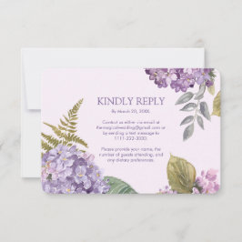 Wasserfarben Lavender Hydrangea Fern LeavesHochzei RSVP Karte
