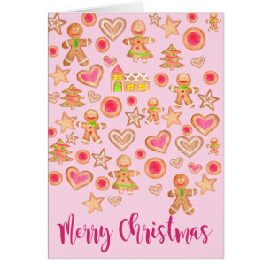 Wasserfarben Lebkuchen Kekse Frohe Weihnachten