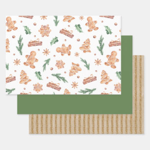 Wasserfarben-Lebkuchen Weihnachten Geschenkpapier Set