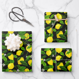 Wasserfarben-Lemon 2 Geschenkpapier Set