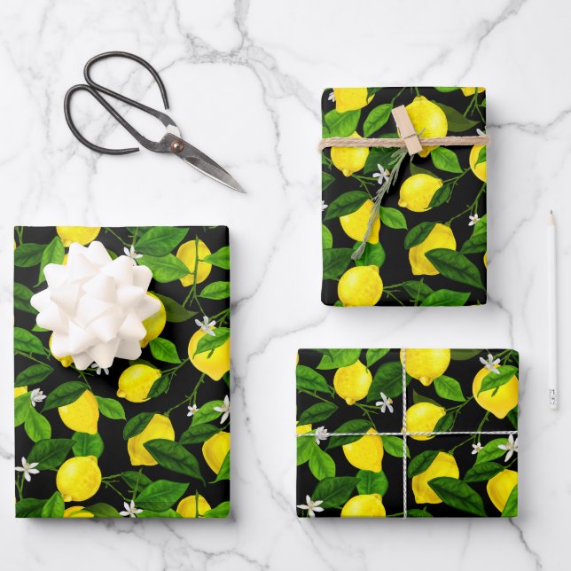 Wasserfarben-Lemon 2 Geschenkpapier Set (Vorderseite)