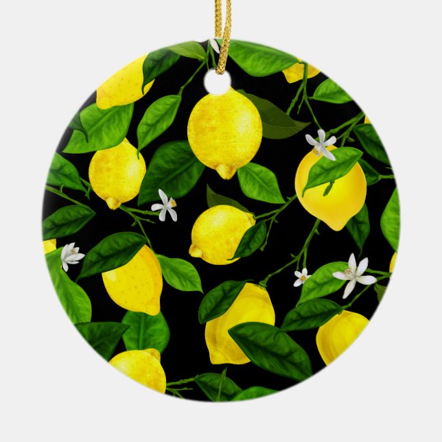 Wasserfarben-Lemon 2 Keramik Ornament (Vorne)