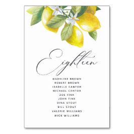 Wasserfarben-Lemon-Blossom-Sitekartenzahl Tischnummer