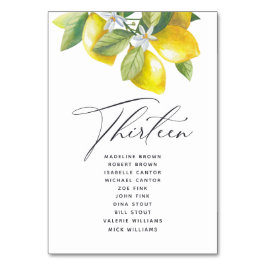 Wasserfarben-Lemon-Blossom-Sitekartenzahl Tischnummer