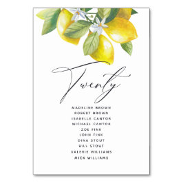 Wasserfarben-Lemon-Blossom-Sitekartenzahl Tischnummer