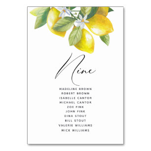 Wasserfarben-Lemon-Blossom-Sitzplan Tischnummer