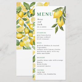 Wasserfarben Lemon Garden Wedding Menükarte