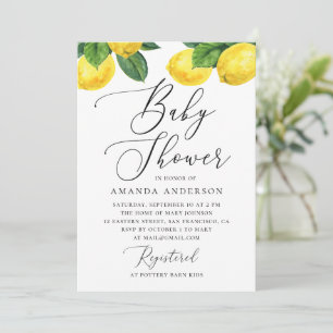 Wasserfarben-Lemon-Kinderdusche Elegant Citrus Einladung
