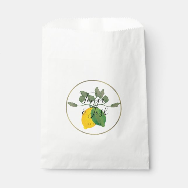 Wasserfarben Lemon Limon Limoncillo Imitate Hochze Geschenktütchen (Vorderseite)