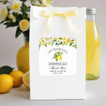 Wasserfarben Lemon Limoncello Hochzeit Quadratischer Aufkleber<br><div class="desc">Elegant Watercolor Gelbe Flora Zitrone Grün hausgemachte Limoncello Hochzeit Dankeschön Stickers</div>