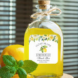 Wasserfarben Lemon Limoncello Hochzeit Quadratischer Aufkleber<br><div class="desc">Elegant Watercolor Gelbe Flora Zitrone Grün hausgemachte Limoncello Hochzeit Dankeschön Stickers</div>