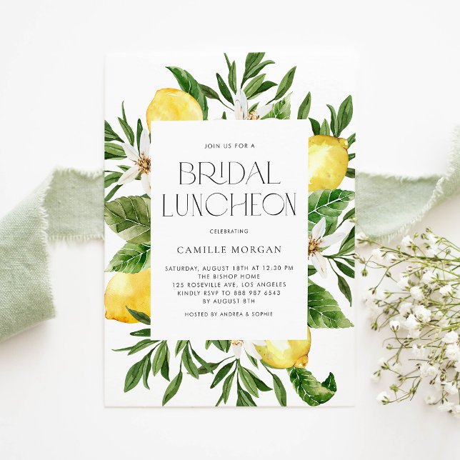 Wasserfarben Lemon Rahmen Botanische Bridal Lunche Einladung (Von Creator hochgeladen)
