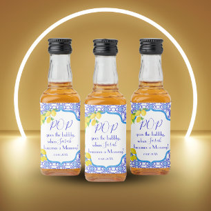 Wasserfarben Lemons Amalfi Babydusche Pop Bubbly Alkoholflaschenetikett
