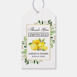 Wasserfarben Lemons Gold Limoncello Hochzeit Geschenkanhänger