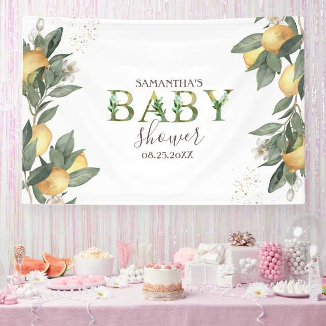 Wasserfarben Lemons Green Baby Dusche Banner (Party)