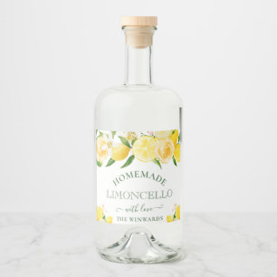 Wasserfarben Lemons Homemade Limoncello Alkoholflaschenetikett