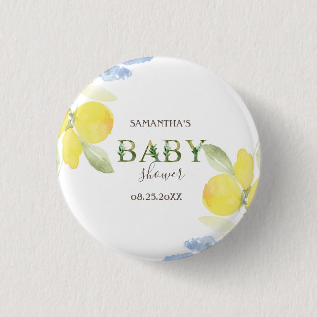 Wasserfarben Lemons Kinderdusche Button (Vorderseite)