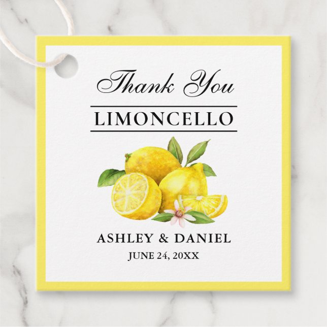 Wasserfarben Lemons Limoncello Geschenkanhänger (Vorderseite)