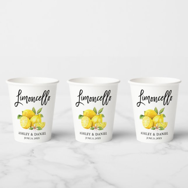Wasserfarben Lemons Pinselschrift Limoncello Pappbecher (Multi)