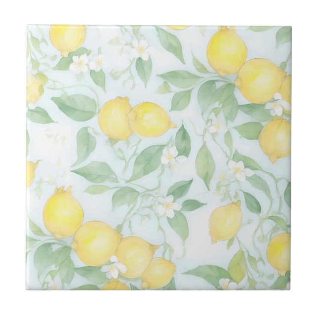 Wasserfarben Lemons Soft Pastel Lemon Fliese (Vorderseite)