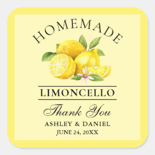 Wasserfarben Lemons Wedding Danke Limoncello Yello Quadratischer Aufkleber