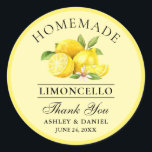 Wasserfarben Lemons Wedding Danke Limoncello Yello Runder Aufkleber<br><div class="desc">Elegante Watercolor Lemons hausgemachte Limoncello Hochzeit Danke Stickers</div>