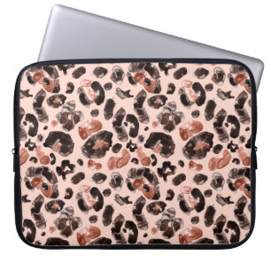Wasserfarben-Leoparden-Tierdruckmuster Laptopschutzhülle