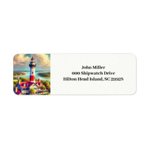 Wasserfarben-Leuchtturm-Rücksende-Adressetikett