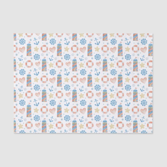 Wasserfarben-Leuchtturm Seidenpapier (Vorderseite)