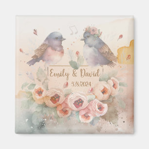 Wasserfarben lieben Vögel mit Rose für Hochzeiten Magnet
