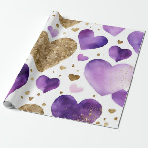 Wasserfarben, Lila und Goldfarben - Kunst Geschenkpapier