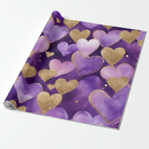 Wasserfarben, Lila und Goldfarben - Kunst Geschenkpapier
