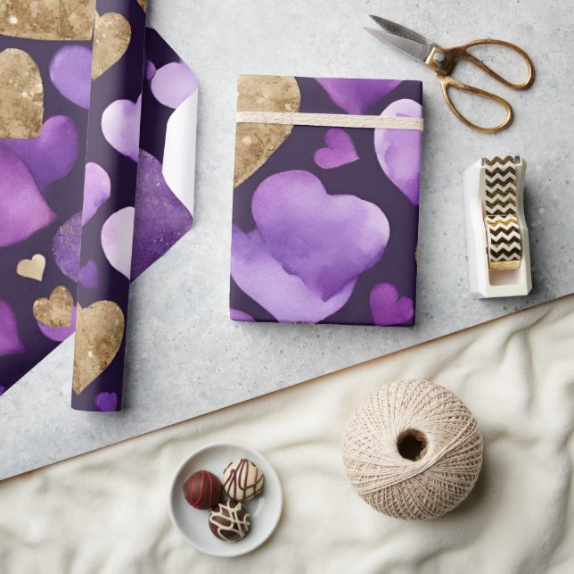 Wasserfarben, Lila und Goldfarben - Kunst Geschenkpapier (Kunsthandwerk)