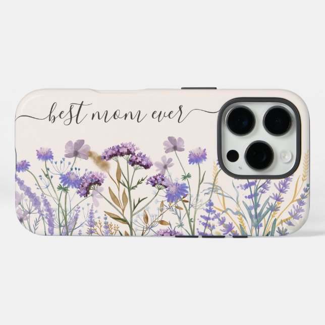 Wasserfarben-Lila Wildblume - Zitat iPhone 16 Pro Hülle (Rückseite (Horizontal))