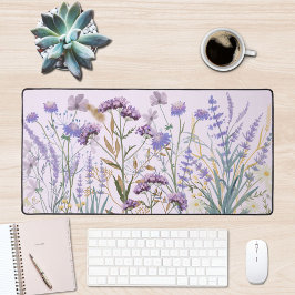 Wasserfarben-Lila Wildblume - Zitat Schreibtischunterlage