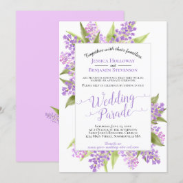 Wasserfarben-Lilacs-Hochzeitsparade/Empfang Einladung