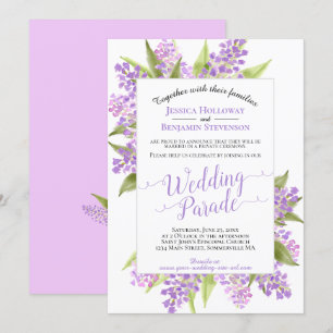 Wasserfarben-Lilacs-Hochzeitsparade/Empfang Einladung
