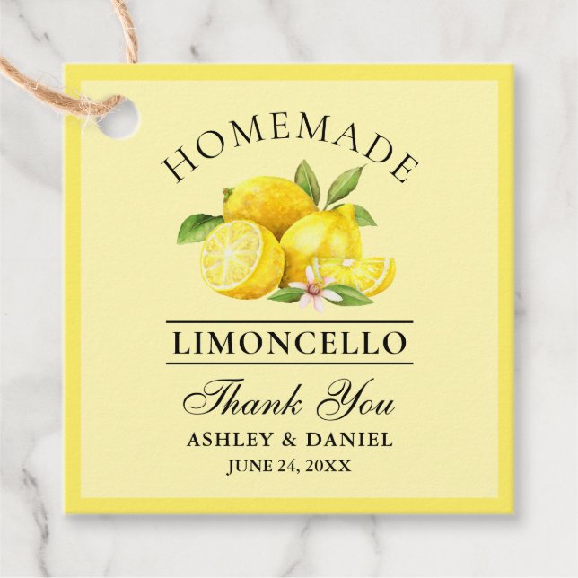 Wasserfarben Limoncello Dank Square Gelb Geschenkanhänger (Vorderseite)