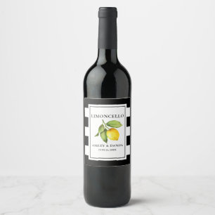 Wasserfarben Limoncello Streifen Flaschenetiketten Weinetikett