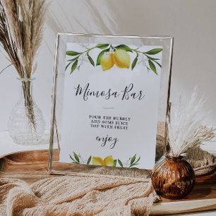 Wasserfarben-Limonen-Brautparty-Mimosa-Bar-Schild Poster