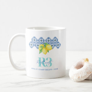 Wasserfarben-Limonen-Mittelmeer-Fliese-Logo Kaffeetasse
